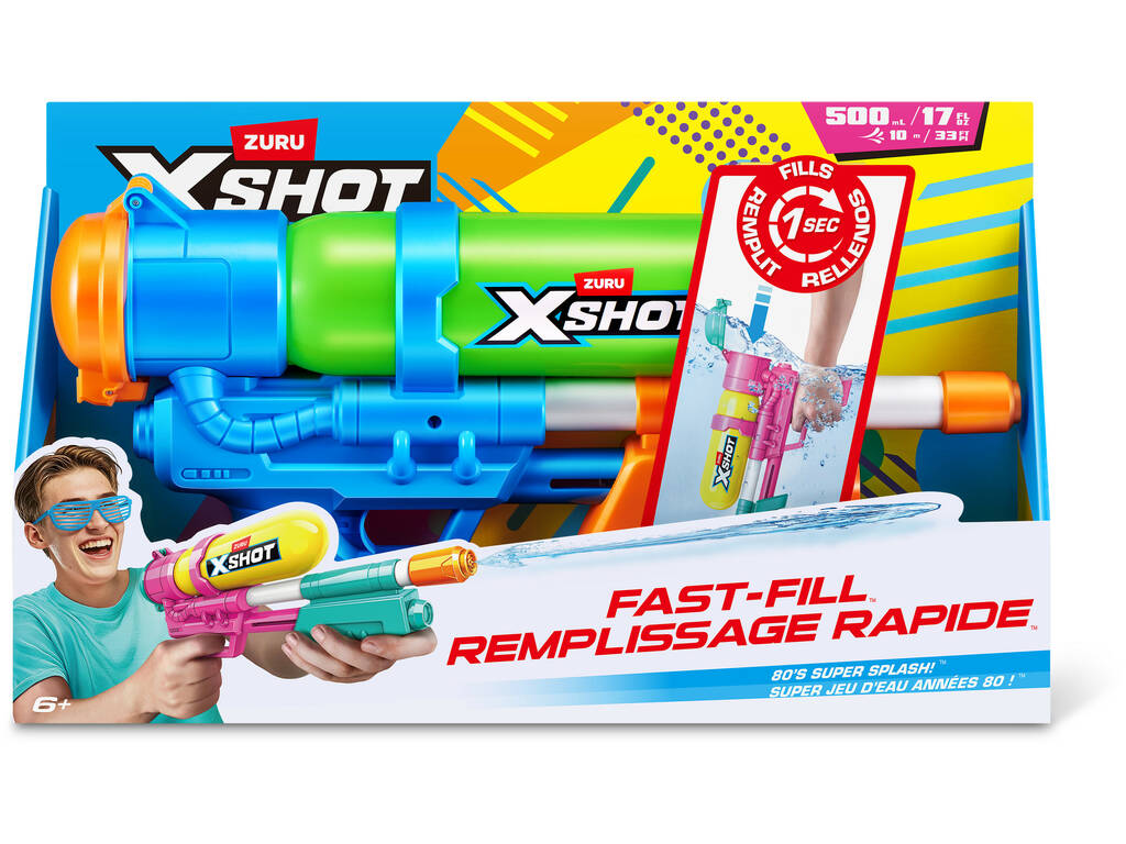 Zuru X-Shot Lanzador de Agua Fast-Fill 80’s Super Splash