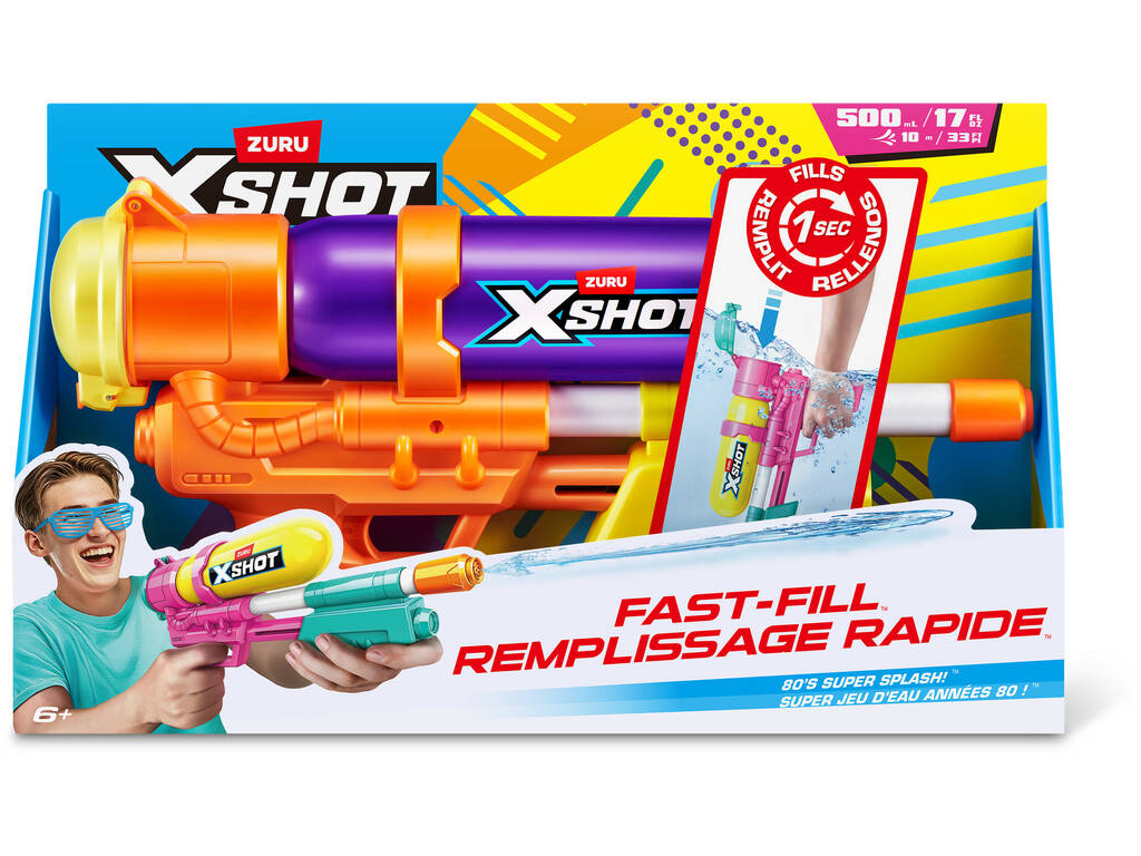 Zuru X-Shot Lanzador de Agua Fast-Fill 80’s Super Splash