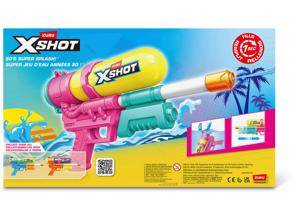 Zuru X-Shot Lanzador de Agua Fast-Fill 80’s Super Splash