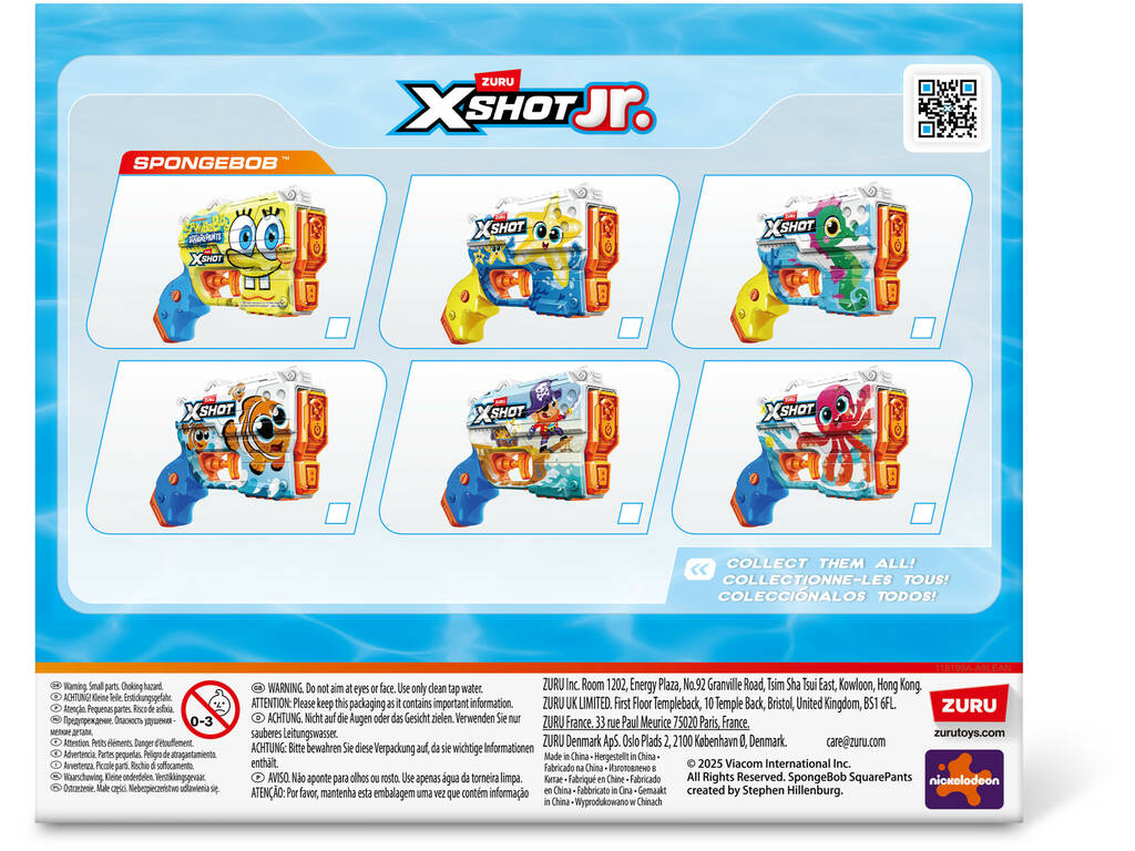 Zuru X-Shot Jr. Bob Esponja Lanzador de Agua Skins