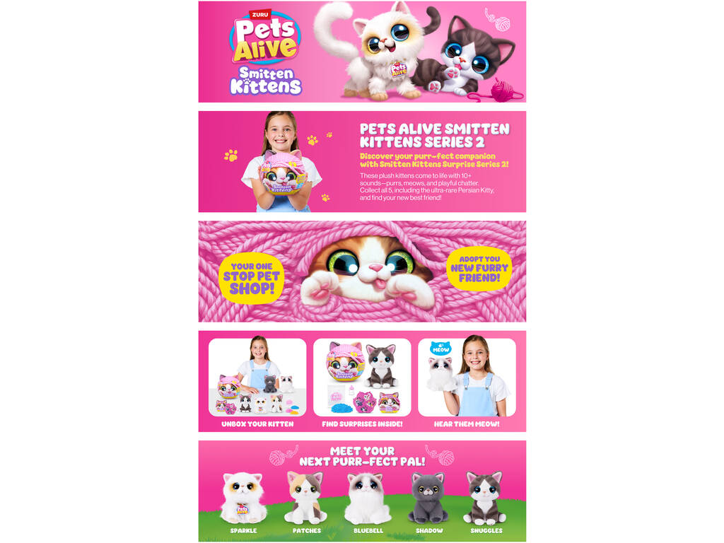 Zuru Pets Alive Smitten Kittens Peluche Sorpresa con Sonidos Serie 2
