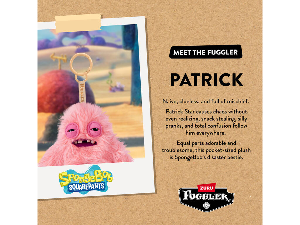 Zuru Fuggler Bob Esponja Llavero de Peluche Personaje de 12 cm