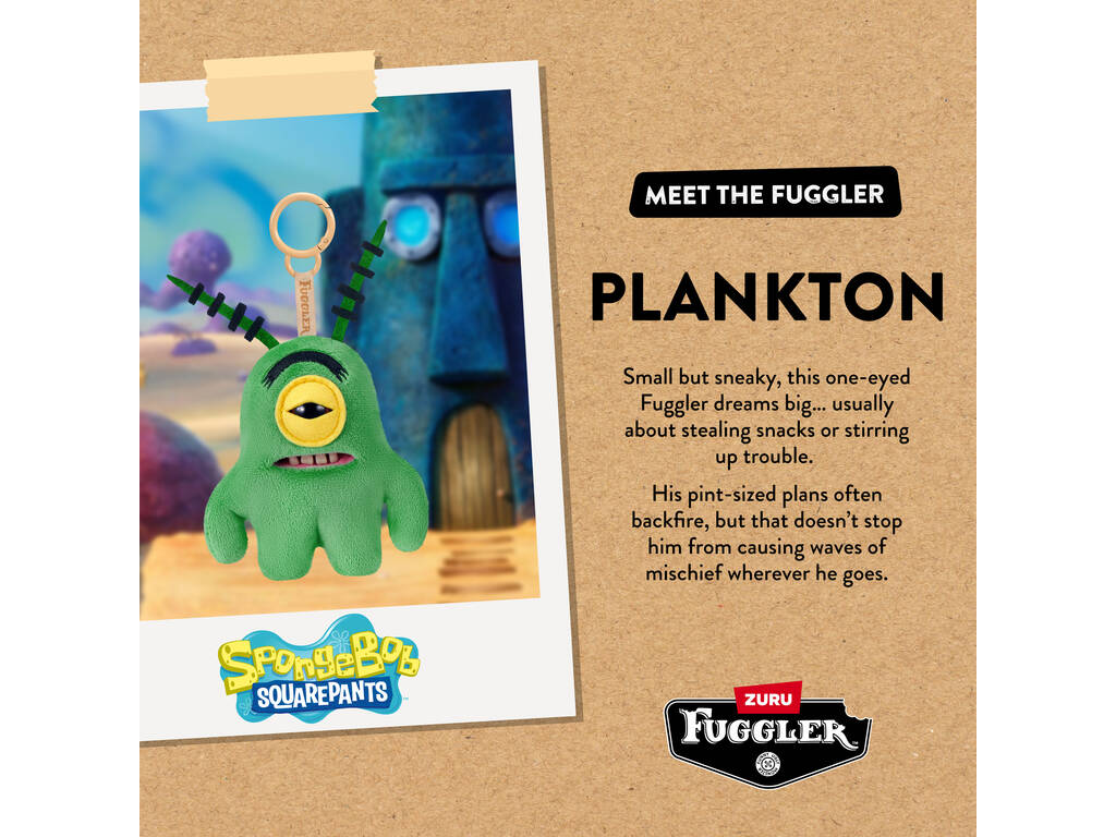 Zuru Fuggler Bob Esponja Llavero de Peluche Personaje de 12 cm