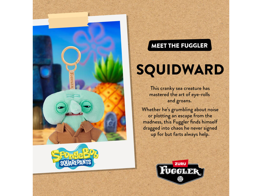 Zuru Fuggler Bob Esponja Llavero de Peluche Personaje de 12 cm