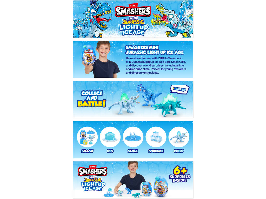 Zuru Smashers Mini Jurassic Light Up Ice Age Huevo Sorpresa
