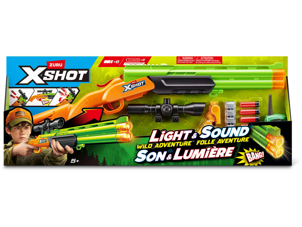 Zuru X-Shot Escopeta Wild Adventure con Luz y Sonidos