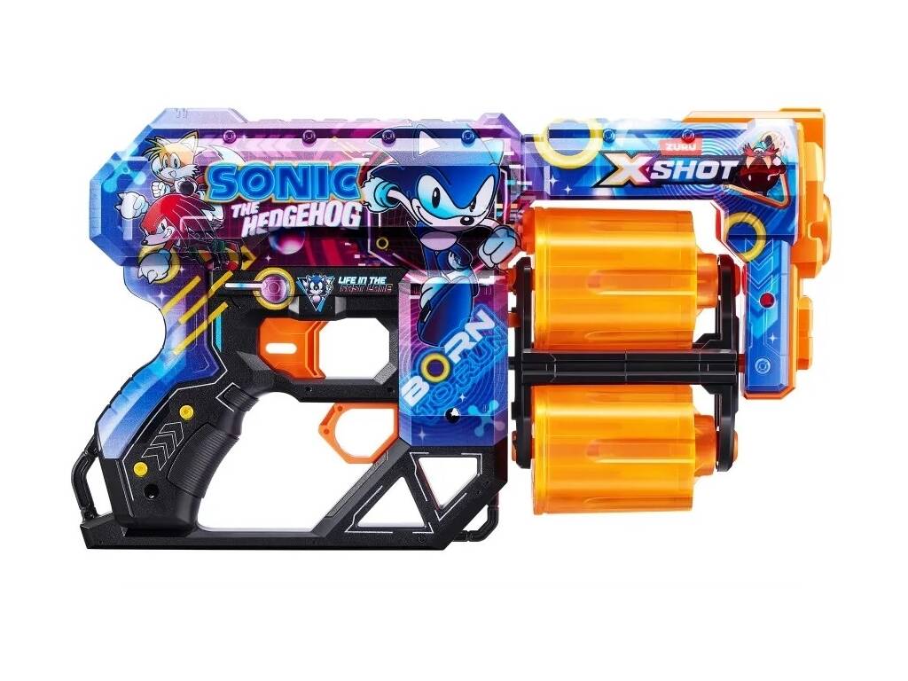 Zuru X-Shot Sonic The Hedgehog Lanzador de Dardos de Foam Dread Skins con 12 Dardos