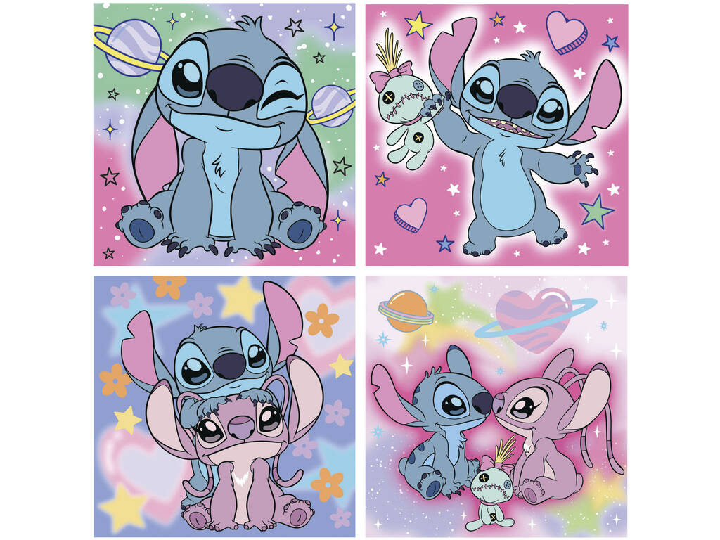 Disney Stitch Maletín con 4 Puzzles Progresivos de 12-16-20-25 Piezas