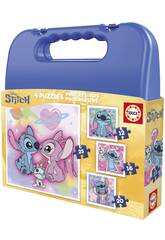 Disney Stitch Koffer mit 4 progressiven Puzzles mit 12-16-20-25 Teilen