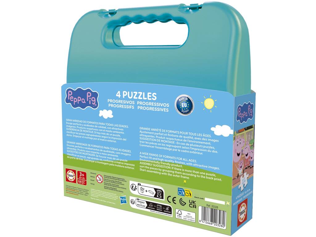 Peppa Pig Maletín con 4 Puzzles Progresivos de 6-9-12-16 Piezas