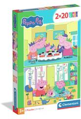 Puzzle Supercolor 2x20 Peppa Pig