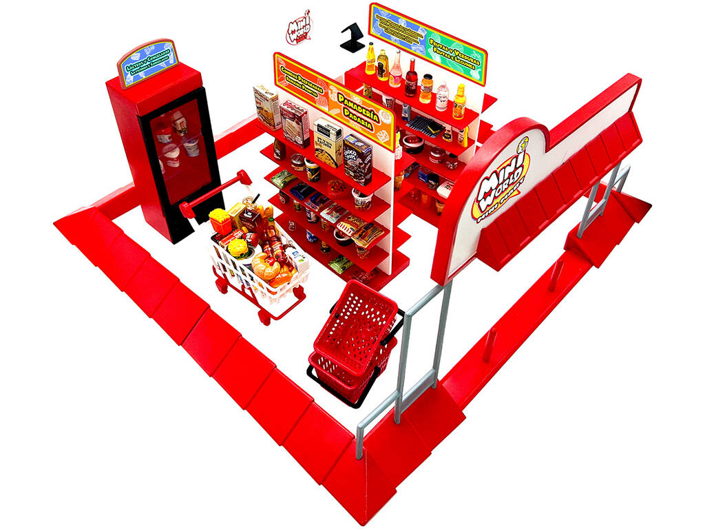 Mini World Mini Market Playset Supermercado con 10 Sorpresas y Accesorios