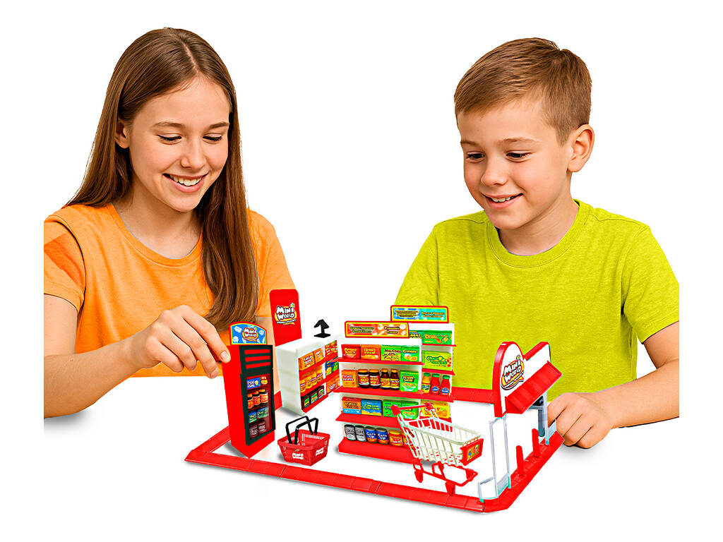 Mini World Mini Market Playset Supermercado con 10 Sorpresas y Accesorios
