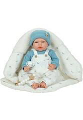 Muñeco Bebé Reborn Cairo Azul de 40 cm con Chupete y Manta