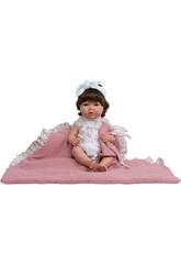 Muñeca Bebé Reborn Alba Rosa de 38 cm con Manta y Doudou