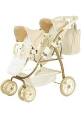 Passeggino per bambole Gemellare 3 in 1 Reborn di Parigi pieghevole da 73x45x70 cm con borsa