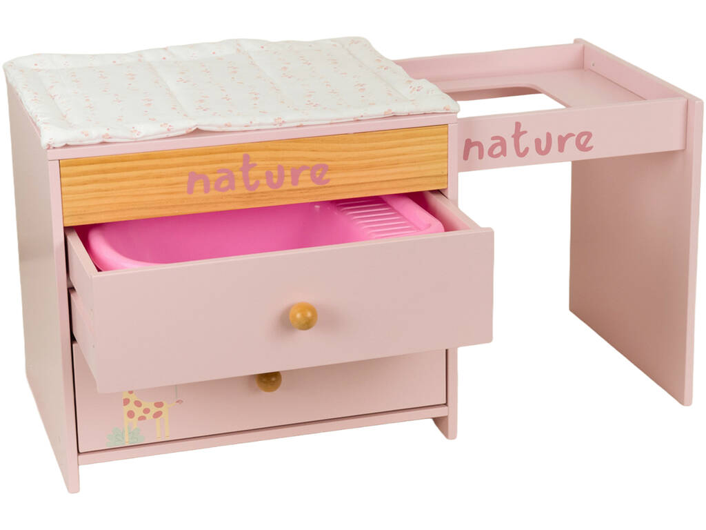 Ma table à langer 3 en 1 en bois Nature avec baignoire de 32 x 71 x 29 cm