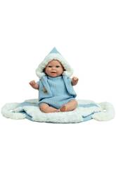 Muñeco Bebé Reborn Marco Azul de 35 cm con Saco Portabebés