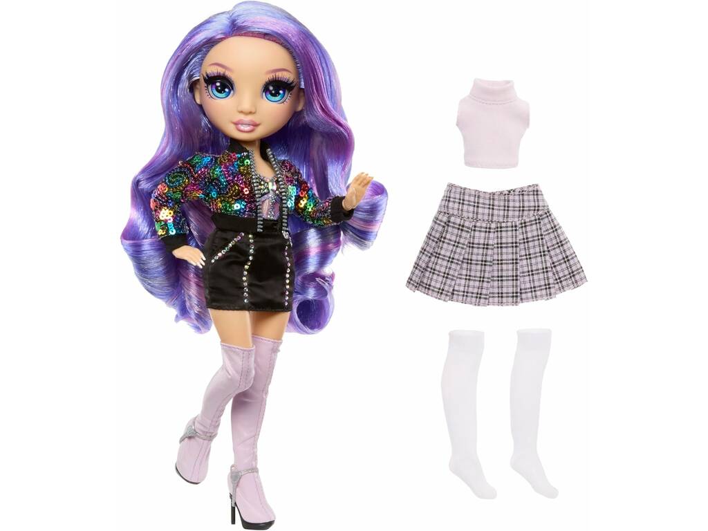 Rainbow High Style Icons Muñeca Violet Willow con 2 Looks