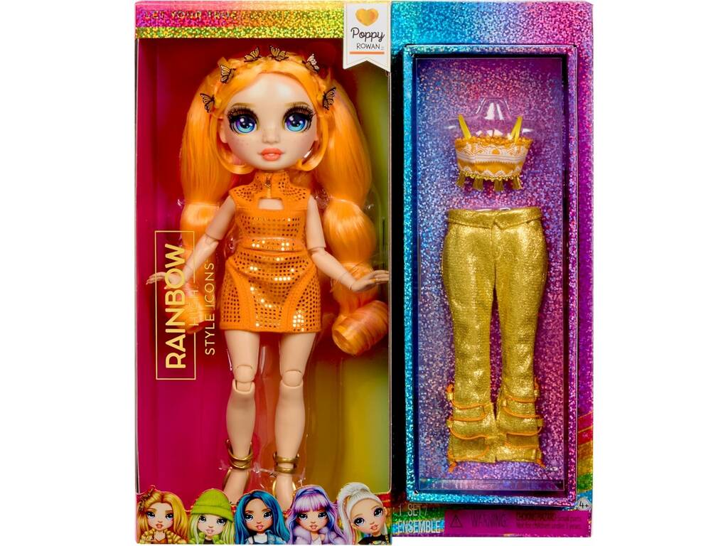 Rainbow High Style Icons Muñeca Poppy Rowan con 2 Looks