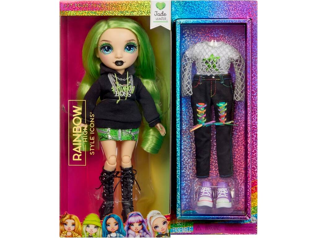 Rainbow High Style Icons Muñeca Jade Hunter con 2 Looks