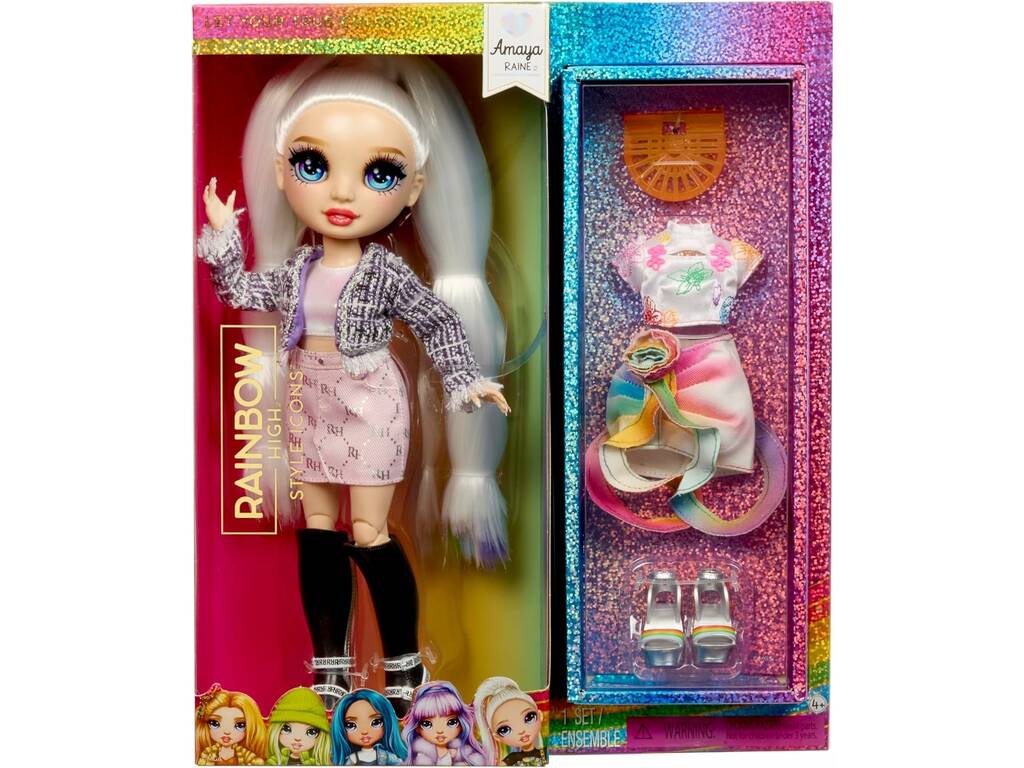 Rainbow High Style Icons Muñeca Amaya Raine con 2 Looks