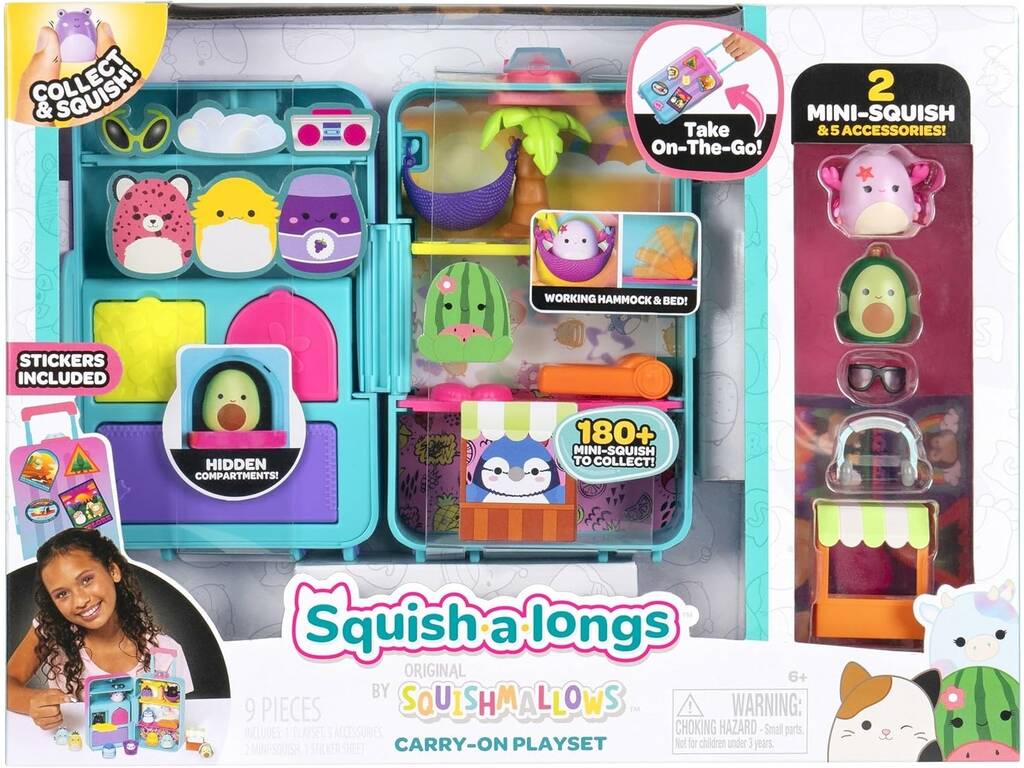 Squishmallows Squish-a-longs Koffer-Playset mit 2 Mini-Squish und Zubehör