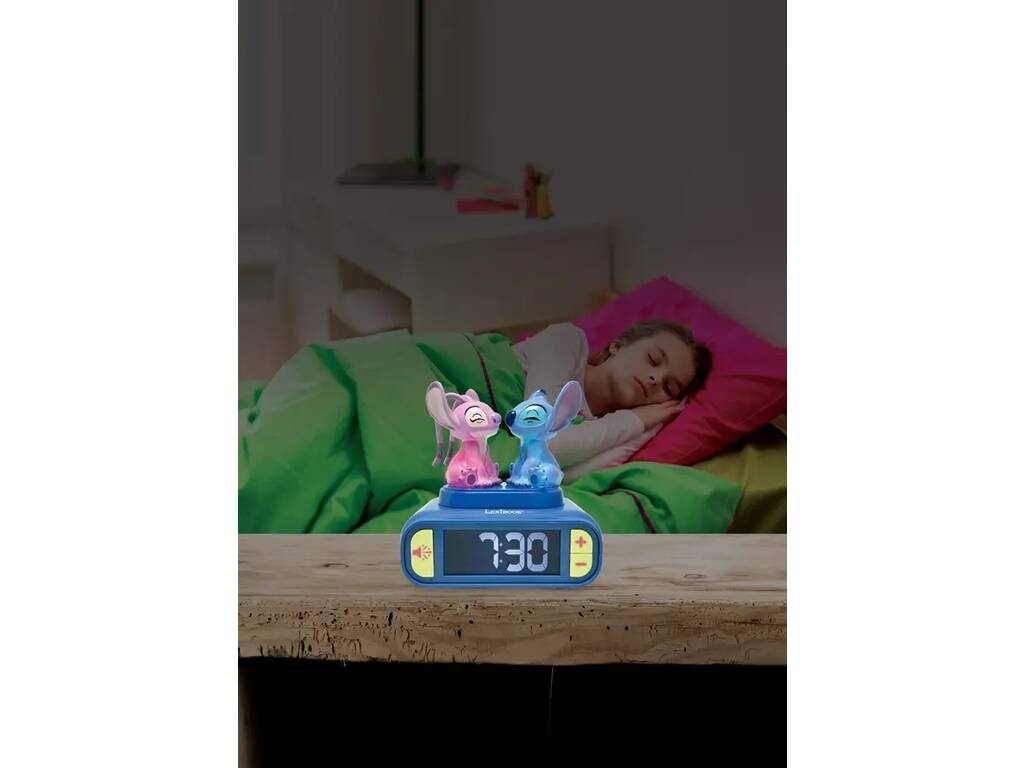 Disney Stitch Reloj Despertador Digital Stitch y Angel 3D con Luz y Sonidos - imagen 3