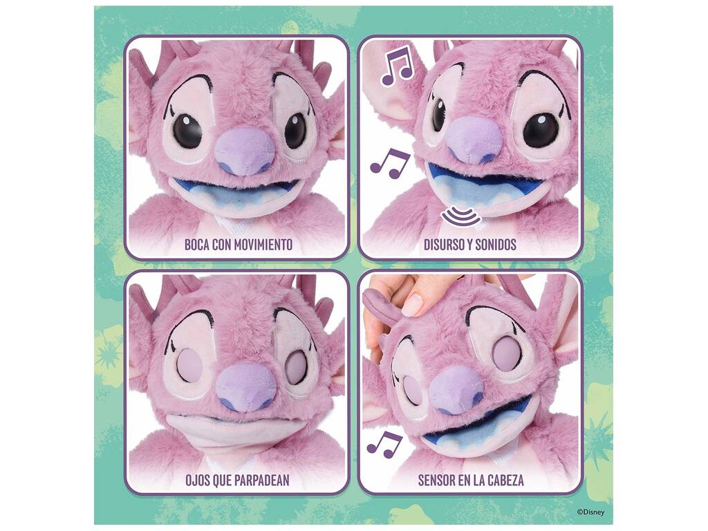 Disney Stitch Peluche Palm Puppetronics Angel da 20 cm con suoni e azioni realistici