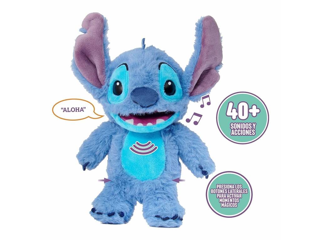 Peluche Disney Stitch Palm Puppetronics Stitch da 20 cm con suoni e azioni realistici