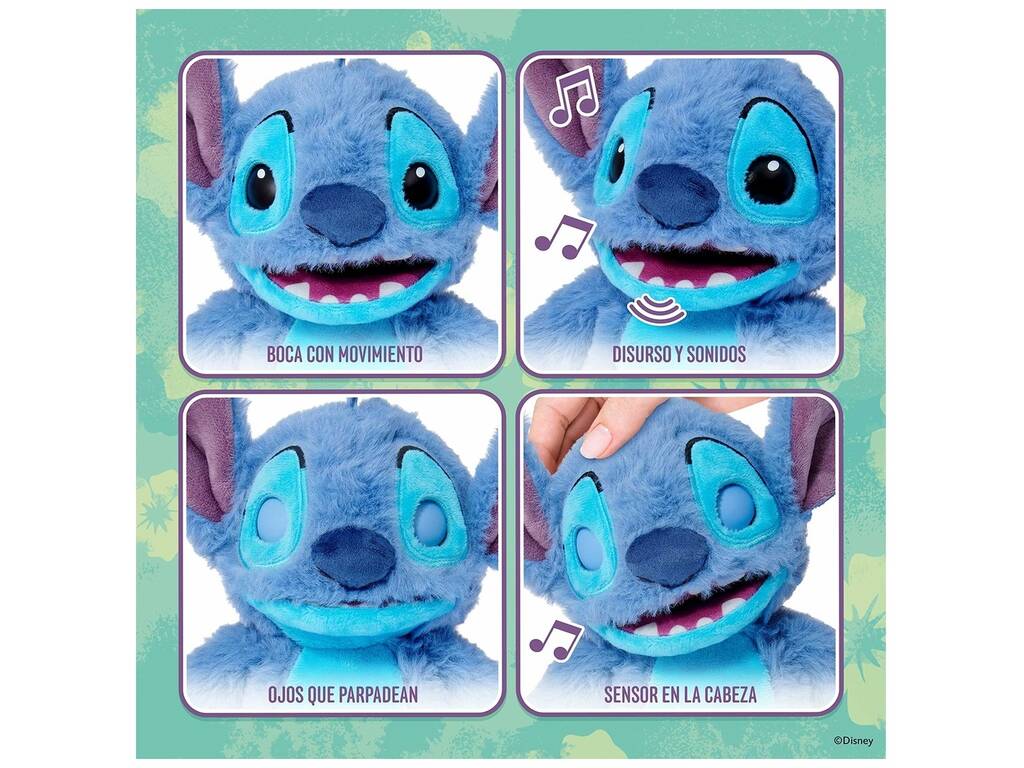 Peluche Disney Stitch Palm Puppetronics Stitch da 20 cm con suoni e azioni realistici