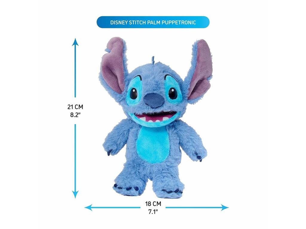 Peluche Disney Stitch Palm Puppetronics Stitch da 20 cm con suoni e azioni realistici