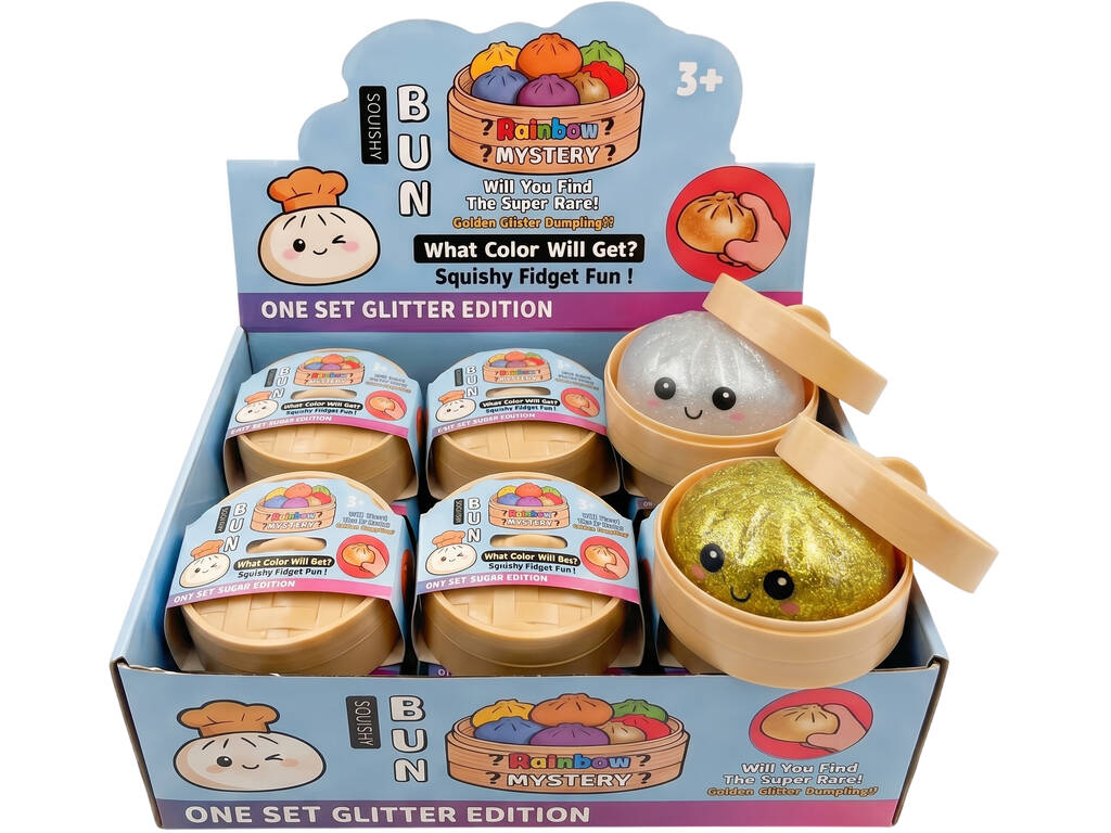 Dumpling Squishy Glitter 1 Dumpling Surpresa de 10 cm