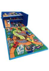 Hot Wheels Coffret de rangement pour voitures avec aire de stationnement et tapis de jeu 3 en 1