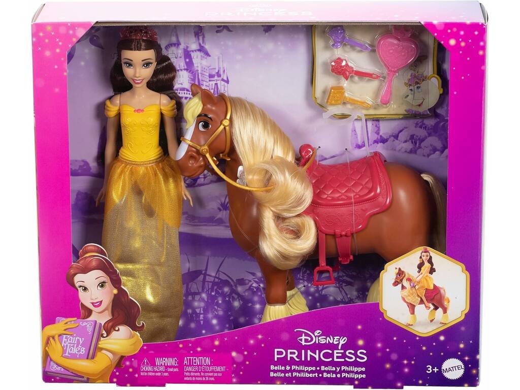 Disney Princess Muñeca Bella de 29 cm con Caballo Philippe de 25 cm - imagen 2