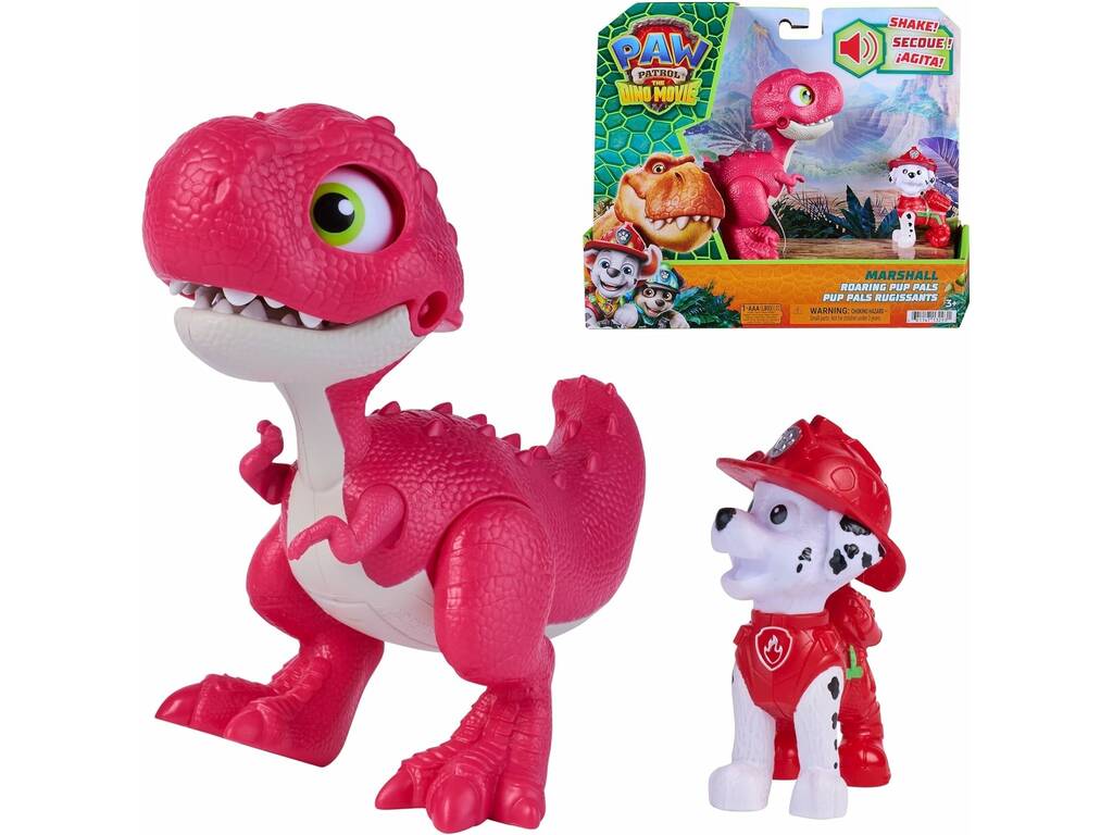 Paw Patrol The Dino Movie Pack Marshall y Dinosaurio con Sonido