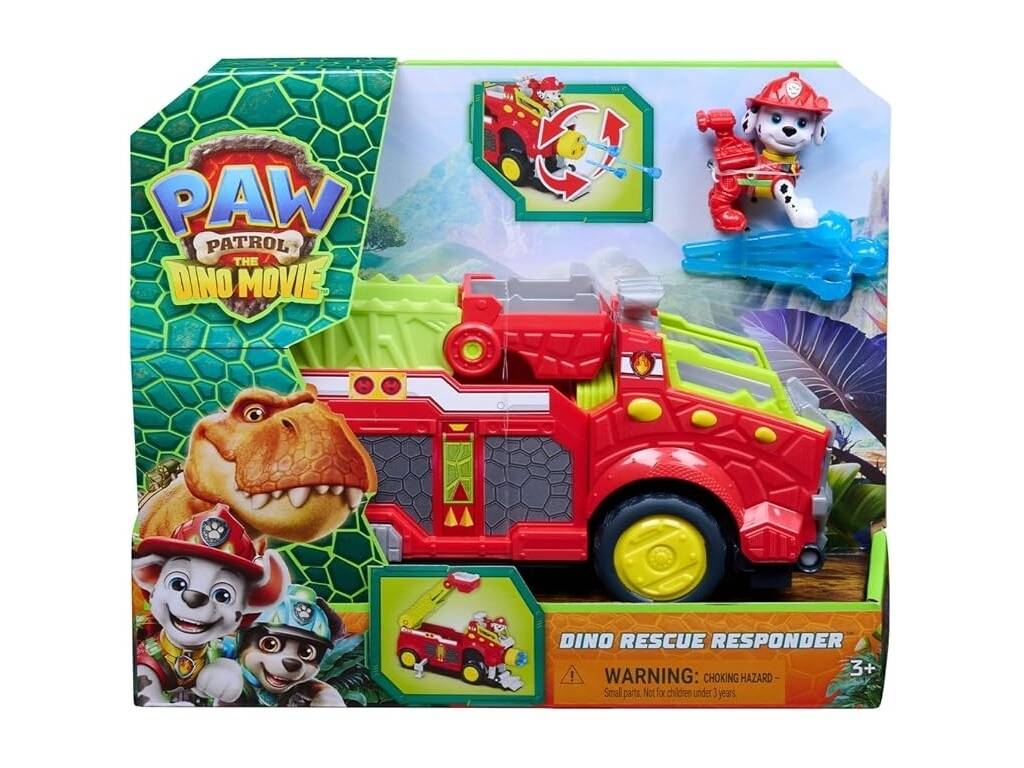 Paw Patrol The Dino Movie Figura Marshall con Vehículo Dino Rescue Responder