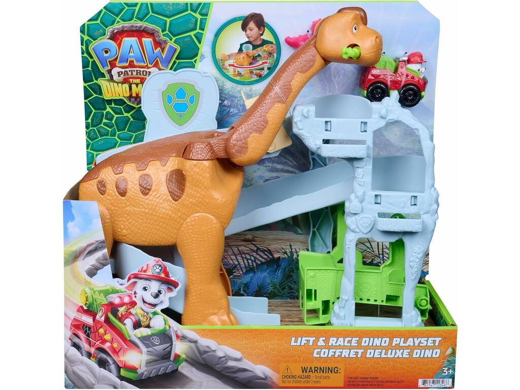 Paw Patrol The Dino Playset Lift & Race Dino con Marshall