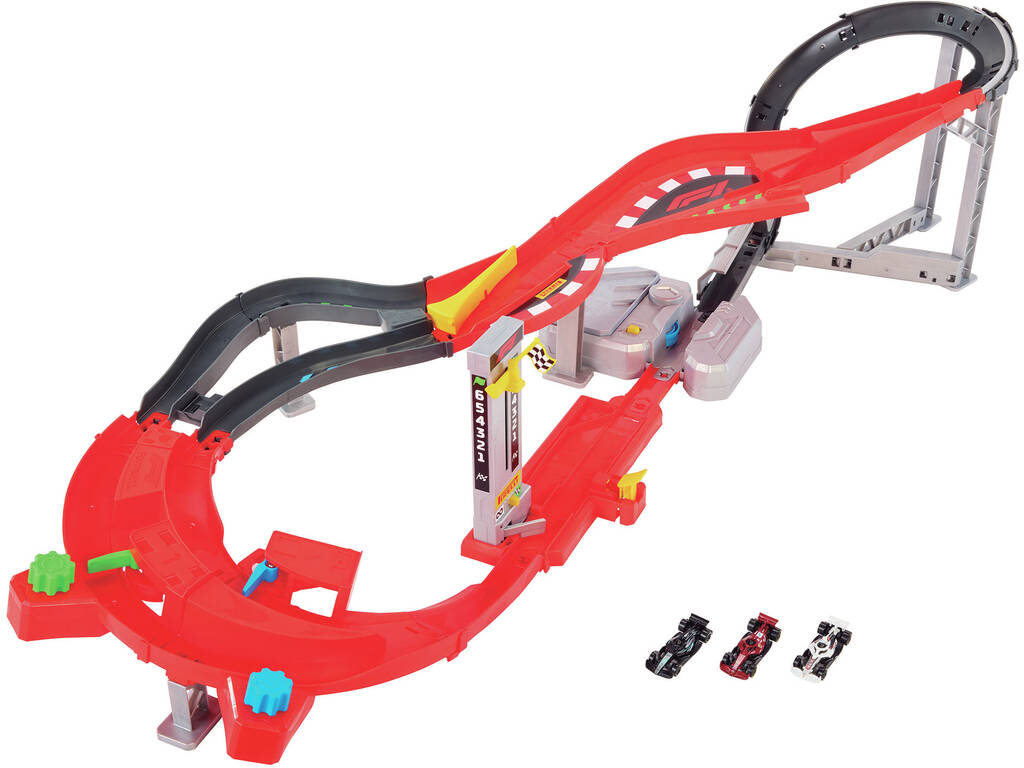 Hot Wheels Racing Formula 1 Carrera en Circuito Descendiente con 3 Coches