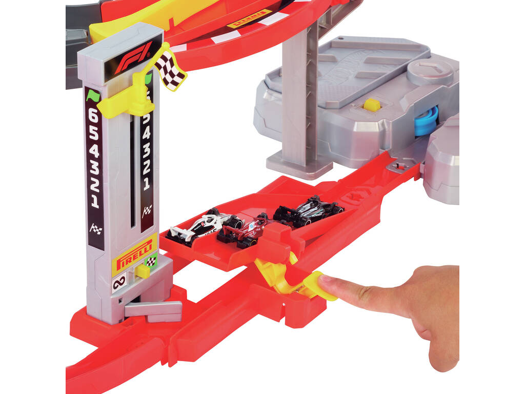 Hot Wheels Racing Formula 1 Carrera en Circuito Descendiente con 3 Coches