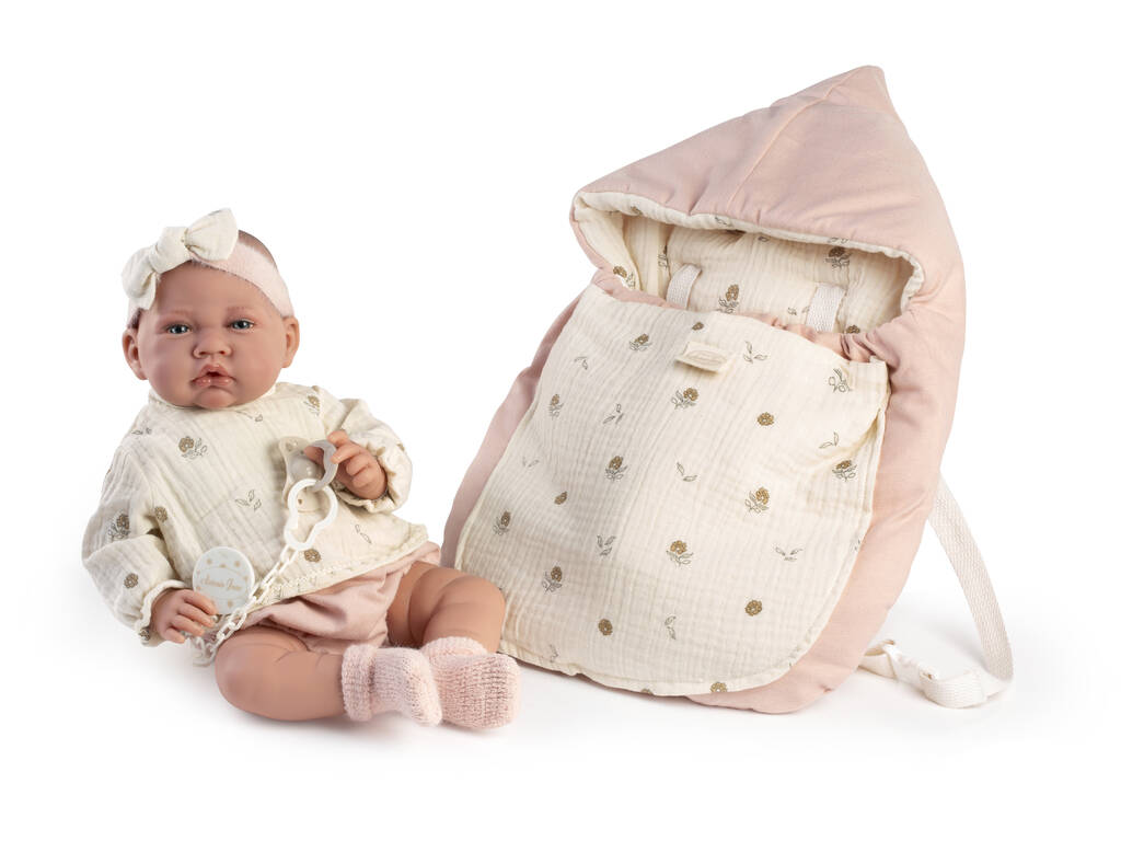 Bambola Bebè neonato Lua da passeggio da 42 cm con ciuccio e sacchetto porta-neonato