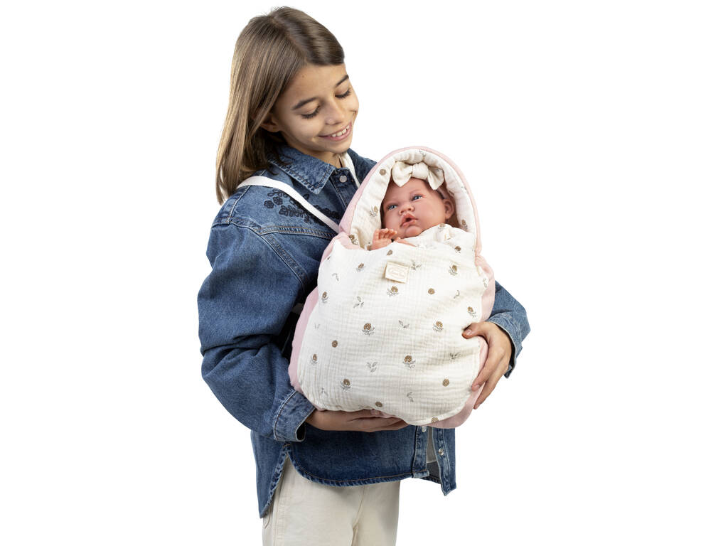 Bambola Bebè neonato Lua da passeggio da 42 cm con ciuccio e sacchetto porta-neonato