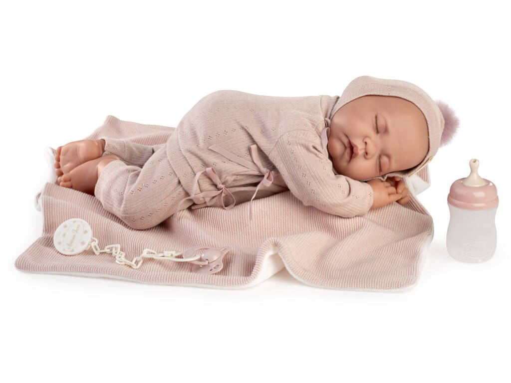 Muñeca Bebé Recién Nacida Luna Toquilla Sueños de 42 cm con Chupete y Biberón