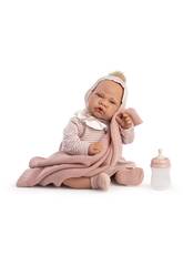 Muñeca Bebé Recién Nacida Lua Pompón de 42 cm con Peso Real y Accesorios