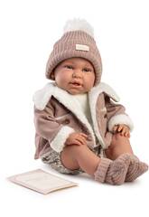 Muñeca Bebé Mi Primer Reborn Daniela de 52 cm con Chupete y Chaqueta Borreguito