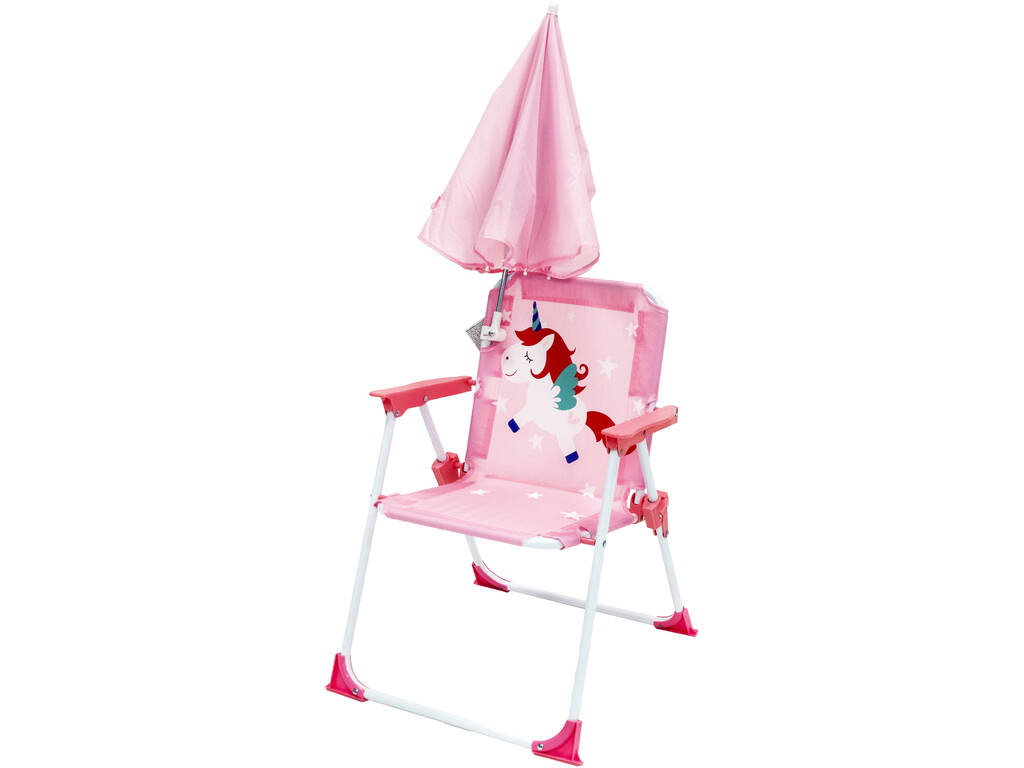 Chaise de jardin et de plage pliable Licorne avec parasol