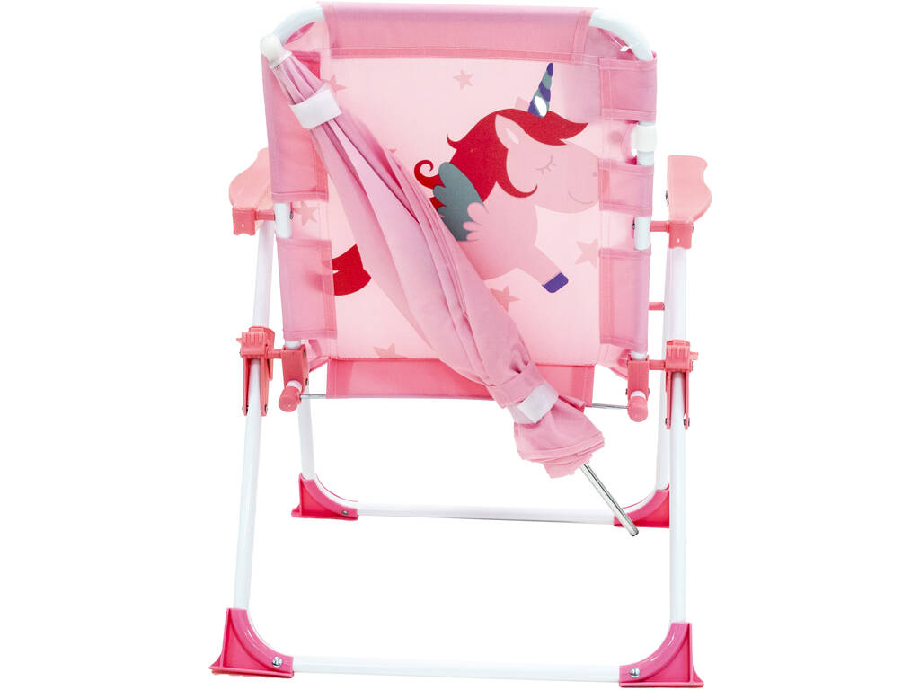 Chaise de jardin et de plage pliable Licorne avec parasol