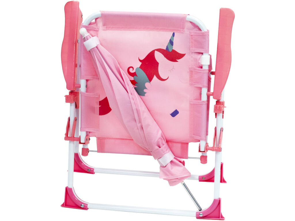 Chaise de jardin et de plage pliable Licorne avec parasol