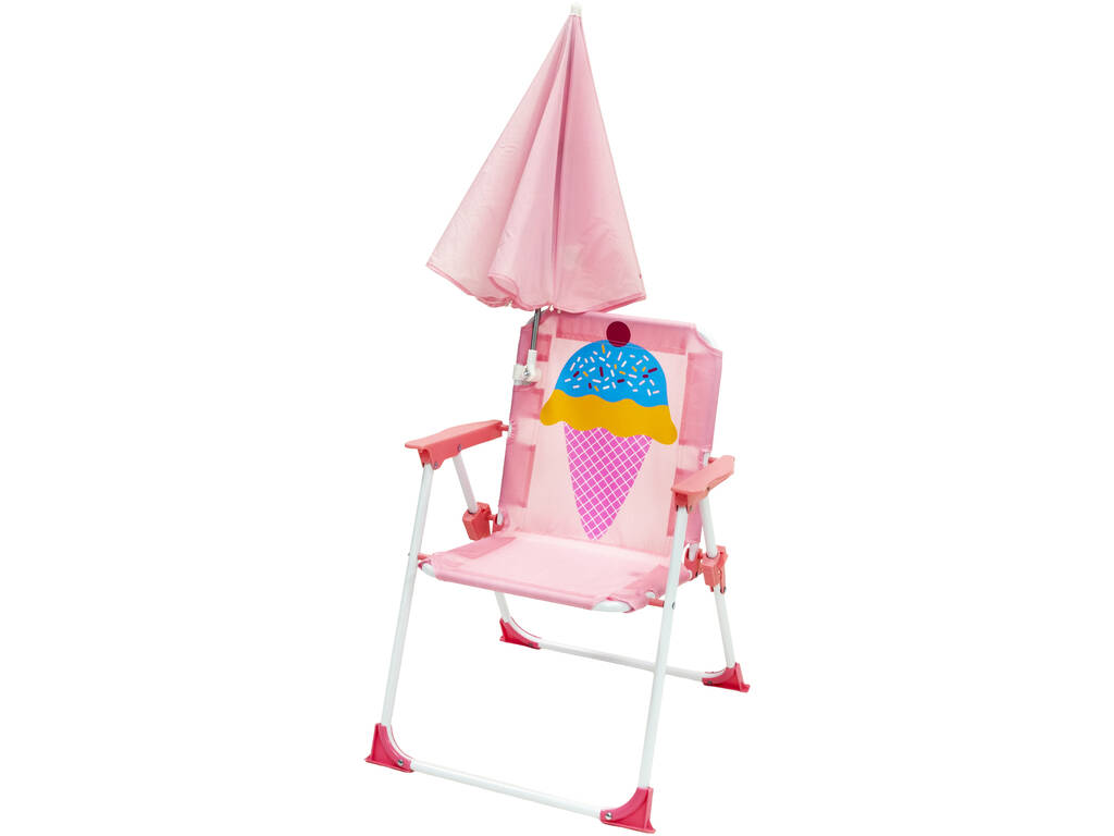 Chaise de jardin et de plage pliable pour enfants Cucurucho Helado avec parasol