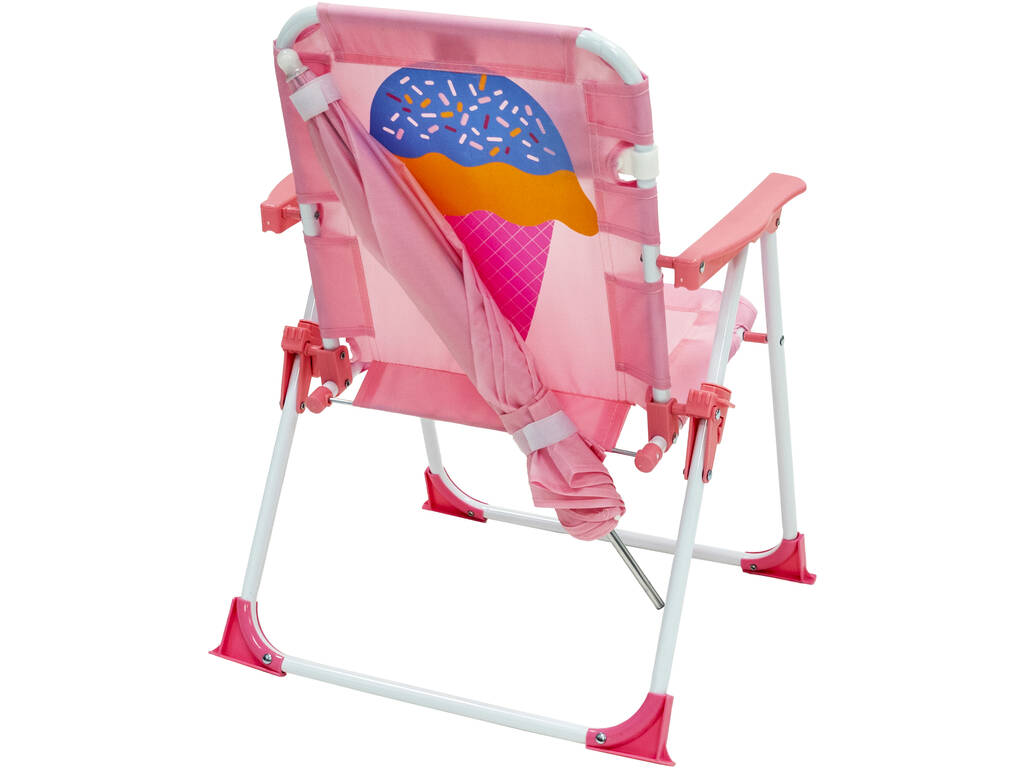 Chaise de jardin et de plage pliable pour enfants Cucurucho Helado avec parasol